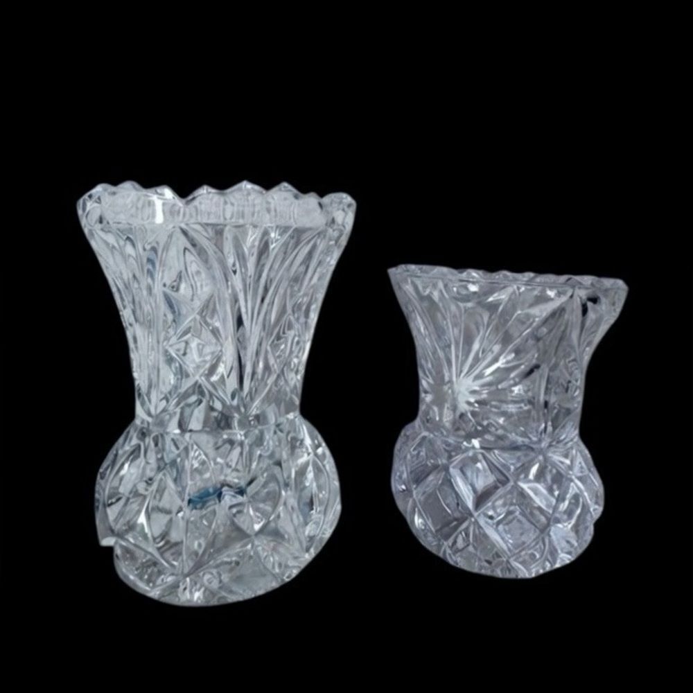 Artmark Lead Crystal Minature Bud Vases Mid-Century Modern Two Vase Set